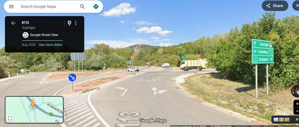 Közúti útburkolati jelek a 8113-as szári békötőút 1-es csomópontjánál