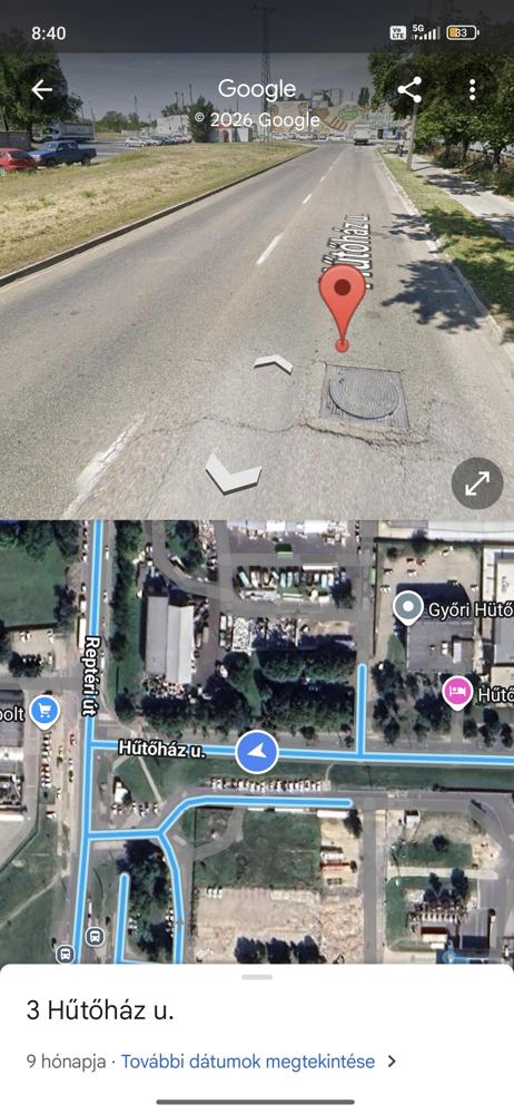 Beszakadt aknafedél 